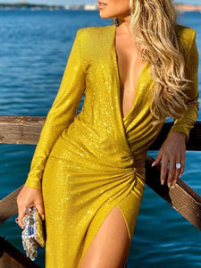 V-Neck Drag Dress Dress