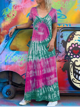 Load image into Gallery viewer, Loose Casual Collar Comfortable Soft Tie Dye Long Dress