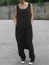 Load image into Gallery viewer, Sleeveless Solid Color Button Long Jumpsuit Overalls