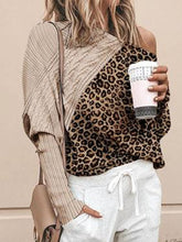 Load image into Gallery viewer, Fashion Leopard Print Sloping Shoulder Loose Blouse