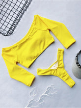 Load image into Gallery viewer, Sexy Off The Shoulder Halflong Sleeve Pure Colour Bikini Swimwear