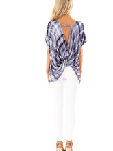 Load image into Gallery viewer, Ocean Blue Tie Dye Open Back Short Sleeve Top
