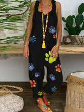 Load image into Gallery viewer, Romantic Cute Casual Loose Cat Paw Print Jumpsuit