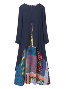 Long Sleeved Casual Printed Dress In Autumn And Winte