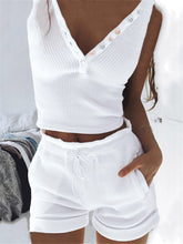 Load image into Gallery viewer, Solid Color Button Neck Knit Suit