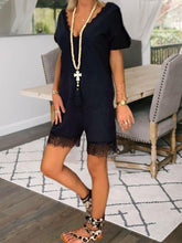 Load image into Gallery viewer, V-Neck Casual Short Sleeve Lace Jumpsuit