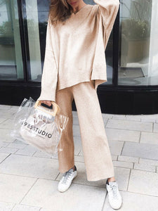 V-neck Loose-knit Two-piece