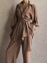 Load image into Gallery viewer, Solid Color Casual Shirt Set