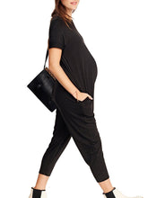 Load image into Gallery viewer, Loose Round Neck Short Sleeve Maternity Jumpsuit