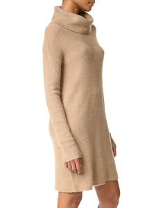 High Neck Knit Solid Color Dress