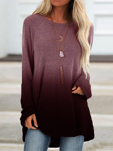 Round Neck Gradient Loose-Fitting T-shirt