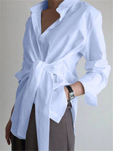 Load image into Gallery viewer, Folded Collar Irregular Solid Color Shirt