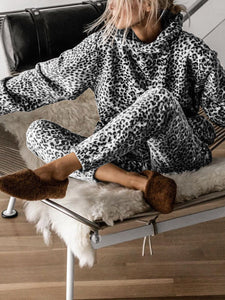 Leopard Print Long Sleeve Sweater Set