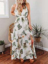 Load image into Gallery viewer, Women V-neck Strap Tropical Print Maxi Dress for Holiday