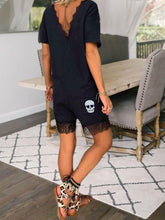 Load image into Gallery viewer, V-Neck Casual Short Sleeve Lace Jumpsuit