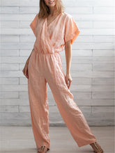 Load image into Gallery viewer, Casual Cotton And Linen Solid Cross V Neck Jumpsuits