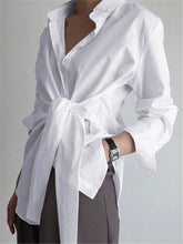 Load image into Gallery viewer, Folded Collar Irregular Solid Color Shirt