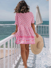 Load image into Gallery viewer, V Neck Printed Loose Boho Mini Dress with Pockets