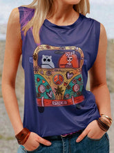 Load image into Gallery viewer, Round Neck Print Sleeveless T-Shirt