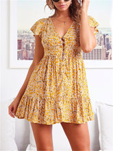 Load image into Gallery viewer, Fashion Floral V Neck Slim Mini Dresses