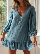 Load image into Gallery viewer, Loose Long Sleeve Ruffled Hem Casual Dresses