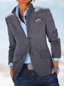 Solid Color Long Sleeve Suit Jacket