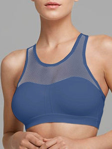 Solid Color Mesh Breathable Sports Bra