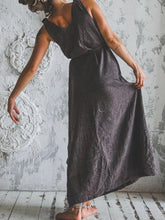 Load image into Gallery viewer, Plain Casual V Neck Sleeveless Linen Dresses