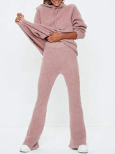 Load image into Gallery viewer, Long Sleeve Hooded Knit Solid Two-piece Suit