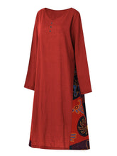 Load image into Gallery viewer, Round Neckline Mid-Length Long-Sleeved Hem A-Word Dress