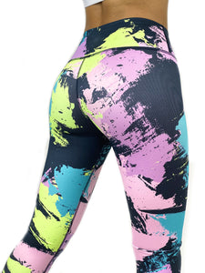 Slim Peach Hips Digital Print Track Pants Yoga Pants