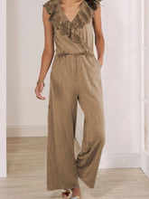 Load image into Gallery viewer, Lace Stitching V-neck Sleeveless Jumpsuit