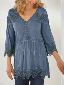 Retro Elegant Casual Loose Lace Soft Tee Top