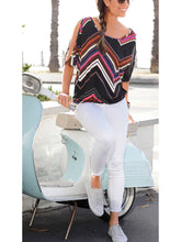 Load image into Gallery viewer, Cold Shoulder Short Sleeve Print Top