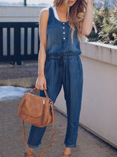 Load image into Gallery viewer, Women&#39;s Casual Drawstring Denim Sleeveless Jumpsuit