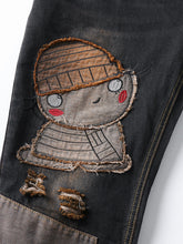 Load image into Gallery viewer, Cute Cartoon Collage Denim Overalls