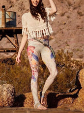 Load image into Gallery viewer, Fashion Hand Painted Floral Print Yoga Pants