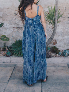 Women V-neck Loose Sleeveless Jumpsuit Natural Jumpsuit