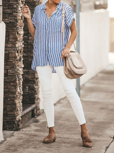 Women Casual Striped Fit Button Blouse