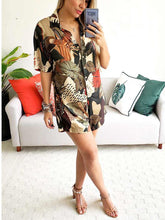 Load image into Gallery viewer, Casual Printed Shirt Short Sleeve Jumpsuit