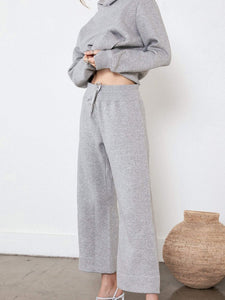 Hooded Solid Color Long Sleeve Casual Knit Two-Piece Suit