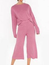 Load image into Gallery viewer, Crew Neck Solid Color Knit Top Pants Two Piece Suit