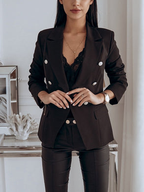 Metal Buckle Double Breasted Blazer