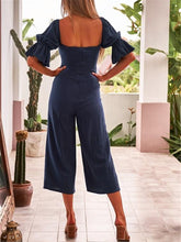 Load image into Gallery viewer, Sexy Backless Solid Color Ruffled Puff Sleeve Jumpsuits