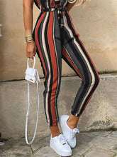 Load image into Gallery viewer, Color Striped Short Sleeve Jumpsuit