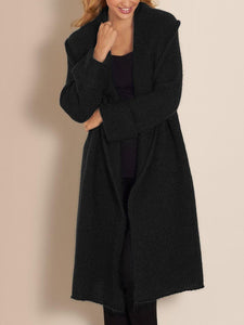 Lapel Collar Openwork Wool Long Coat