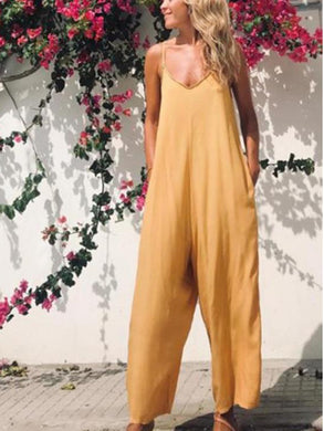Pure Colour Ankle-Length Sling Jumpsuit