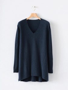 V-neck Irregular Knitted Long Sleeve Sweater