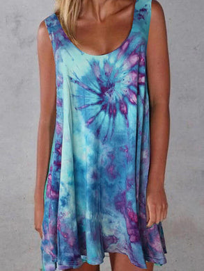 Print Sleeveless Shift Above Knee Casual/Vacation Dresses