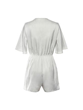 Load image into Gallery viewer, Women Fashion V Neck Short Sleeve Tie Jumpsuits